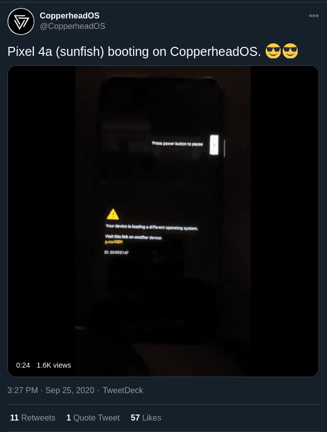 CopperheadOS supported the Pixel 4a first